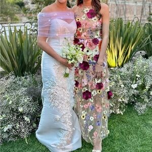 MILLY Hannah 3D Floral Sleeveless EMBROIDERED Dress Worn once -perfect condition